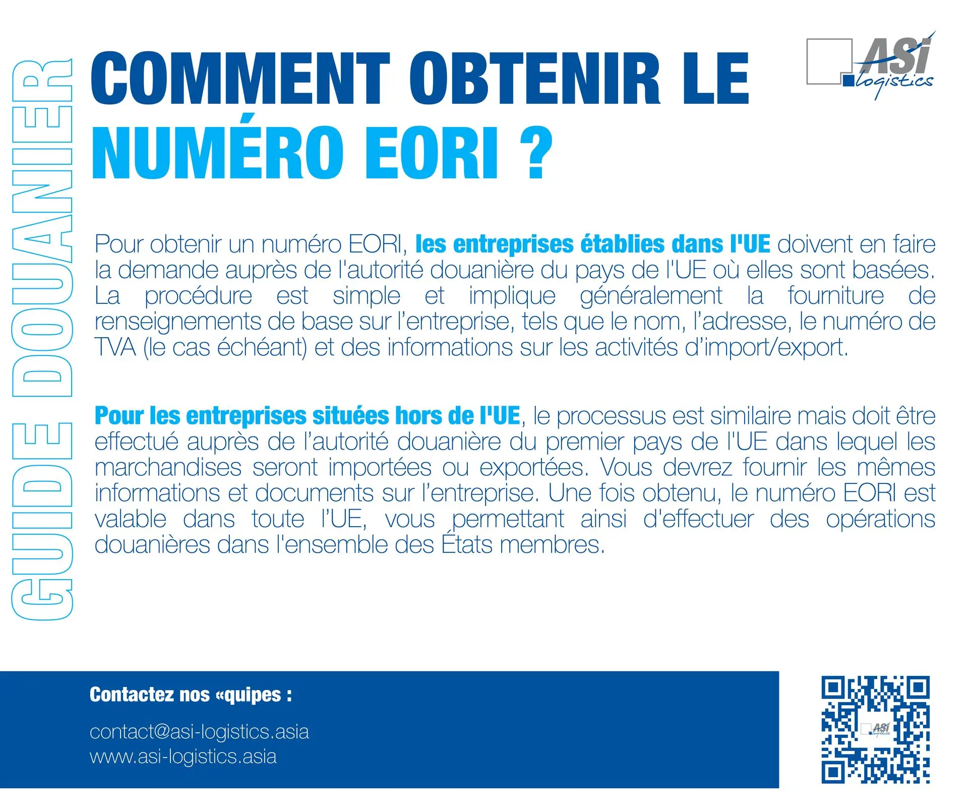 Comment obtenir un numéro EORI ? 